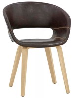 BIANCA scelta colore in ecopelle effetto cuoio struttura in legno sedia con braccioli anni 30