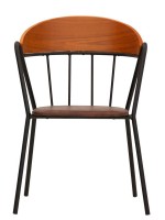 OSCAR struttura in metallo con schienale in legno e cuscino in ecopelle sedia con braccioli stile anni 30 design casa o contract