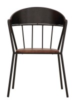 CORA metal frame with wooden back and cushion in eco-leather chair with armrests 30s design
