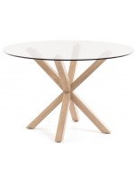 ABU gambe nere o color legno e piano in vetro temperato tavolo fisso design