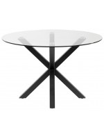 ABU pieds fixes en bois ou noir et table design fixe avec plateau en verre trempé