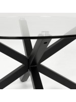 ABU pieds fixes en bois ou noir et table design fixe avec plateau en verre trempé