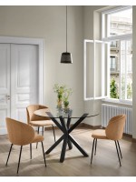 ABU patas de color negro o madera y mesa de diseño fijo de vidrio templado