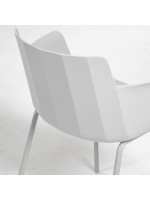LEILA choice of color chair with armrests in polypropylene and metal for home and contract design