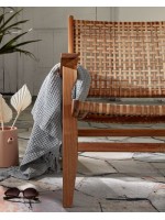 CELTO armchair in solid acacia wood and internal or external woven wicker