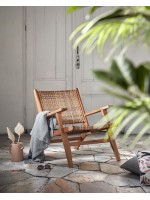 CELTO armchair in solid acacia wood and internal or external woven wicker