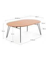 GENOBITO extendable table diameter 120 reaches 200 cm with ash ash top and black metal legs