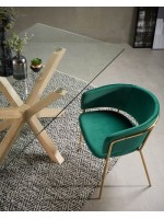 BAZIR Chaise rembourrée avec accoudoirs et fauteuil design home à pieds en métal