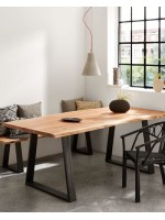 APORT scelta misura piano in legno massello di acacia naturale e struttura in metallo nero tavolo design