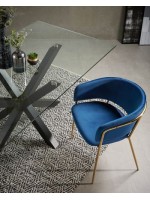 ATLAS 160 or 180 or 200 cm fixed design table with crystal glass top and black steel legs