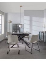 AVOLO extendable table 130 with rotation 190 cm in porcelain glass and painted steel
