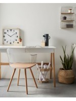 CORIN desk table in oak and white lacquered wood