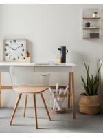 CORIN Table de bureau en chêne et bois laqué blanc