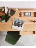 FABER tavolo scrivania con 2 cassetti in legno di frassino naturale