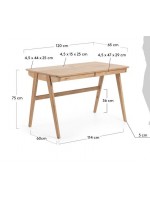 FABER tavolo scrivania con 2 cassetti in legno di frassino naturale