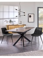 JOVIN table 160 extensible 210 cm avec plateau en vitrocéramique et pieds en métal peint avec mobilier de designer