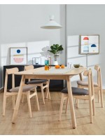 KELA Mesa fija 140x70 en mesa de diseño en fresno natural
