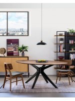 RICARD fixed table top in walnut and legs in solid wood living design