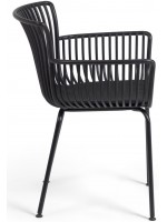 BARBERY Chaise noire ou beige avec accoudoirs en polypropylène pour terrasses de jardin résidence restaurants chalets