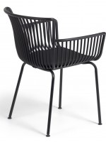 BARBERY schwarzer oder beiger Stuhl mit Armlehnen aus Polypropylen für Gartenterrassen Residenz Restaurants Chalets