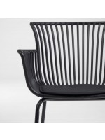 BARBERY Chaise noire ou beige avec accoudoirs en polypropylène pour terrasses de jardin résidence restaurants chalets