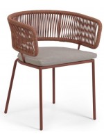 SEATTLE color choice chair with rope and metal armrests for indoor and outdoor garden terraces