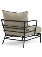 DENVER black steel armchair with cushions for outdoor garden terraces