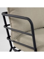 DENVER sillón de acero negro con cojines para terrazas de jardín al aire libre