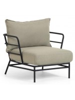 DENVER black steel armchair with cushions for outdoor garden terraces