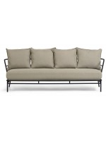 DENVER 3 Sitzer Sofa aus schwarzem Stahl mit Kissen für Gartenterrassen im Freien