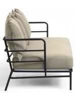 DENVER 3 Sitzer Sofa aus schwarzem Stahl mit Kissen für Gartenterrassen im Freien
