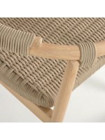 ATLANTA en cuerda beige y estructura de madera de roble silla apilable con reposabrazos