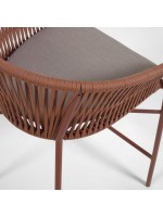 SEATTLE hauteur d'assise 65 cm tabouret en corde et en métal au choix de couleurs pour intérieures et extérieures