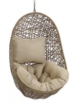 FLORA suspended armchair in woven rattan with cushion