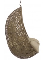 FLORA suspended armchair in woven rattan with cushion