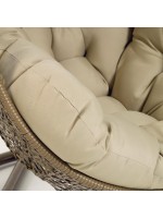 FLORA suspended armchair in woven rattan with cushion