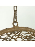 FLORA suspended armchair in woven rattan with cushion