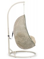 AUSTIN suspended armchair with foot in woven rattan with cushions included for indoor or outdoor