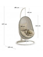 AUSTIN Hängesessel mit Fuß aus gewebtem Rattan mit Kissen für drinnen oder draußen