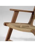SUSHI fauteuil d'extérieur en bois d'acaccia massif et fil polyéthylène