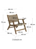 SUSHI sillón de exterior en madera maciza de acacia e hilo de polietileno