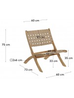 BISIAK outdoor folding chair in solid acaccia wood and cotton rope