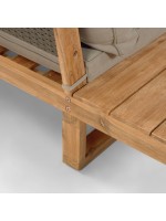 GOLDFINGER meuble d'angle et table basse avec structure en bois massif et coussins en tissu pour extérieur