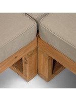GOLDFINGER mueble de esquina y mesa de centro con estructura de madera maciza y cojines de tela para exteriores