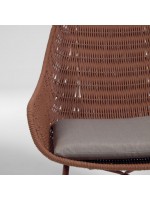 IVRO armchair for indoor or outdoor in steel and cotton cord