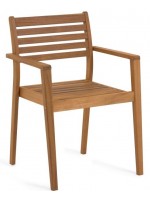 ALPES in legno massello di acacia sedia con braccioli per esterno o interno