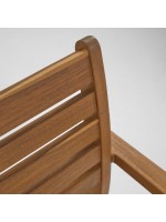 ALPES silla de madera maciza de acacia con reposabrazos para exterior o interior
