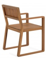 BRICCET  silla de madera maciza de acacia con reposabrazos para exterior o interior