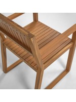 BRICCET in legno massello di acacia sedia con braccioli per esterno o interno