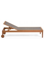 LEILA celta color solid wood sun lounger with wheels design for outdoor garden or terrace